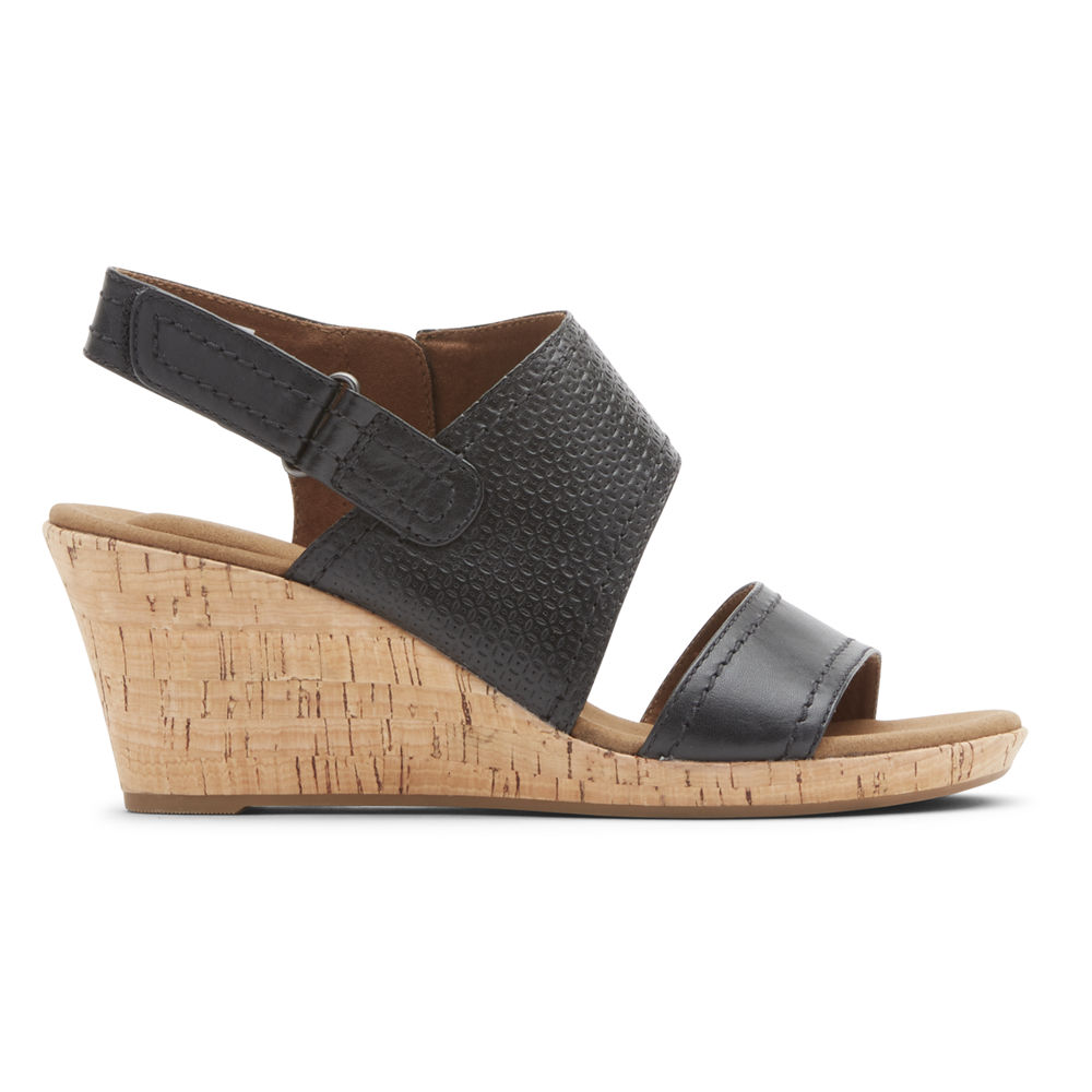 Rockport Womens Briah Asymmetrical 2-Piece - Sandals Black - LSH675104